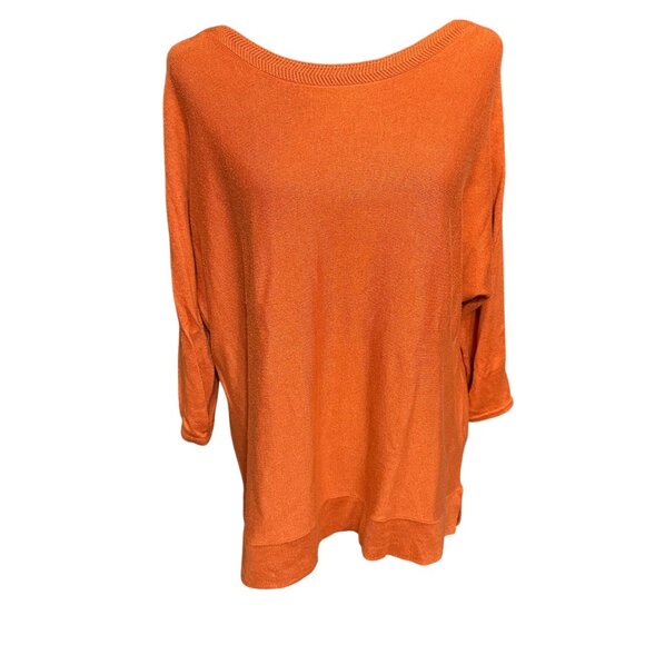 Chico's Sweater Size 3 XL Orange 3/4 Sleeve Touch of Cashmere Shirt Top - Picture 1 of 11